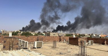Smoke fills the sky in Khartoum, Sudan, April 21, 2023. (AP Photo)