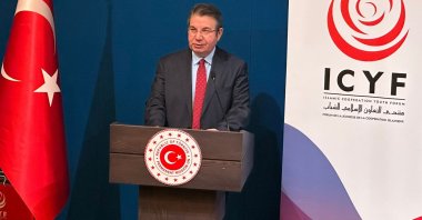 Türkiye’s Permanent Representative to the U.N. Sedat Önal addresses the ECOSOC 2023 side event "The Turkish Humanitarian Diplomacy & Youth Participation: The Role of Youth in the Recovery from the February 2023 Earthquake in Türkiye," in New York, U.S., April 25, 2023. (Courtesy of the Islamic Cooperation Youth Forum)