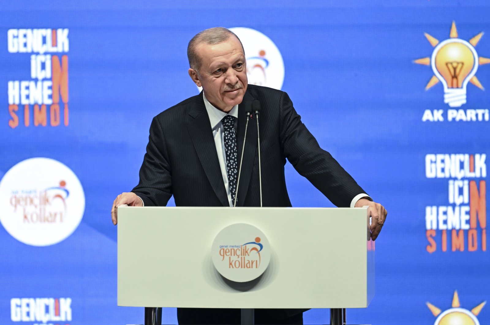 President Recep Tayyip Erdoğan speaks at a gathering with youth, April 25, 2023. (AA Photo)