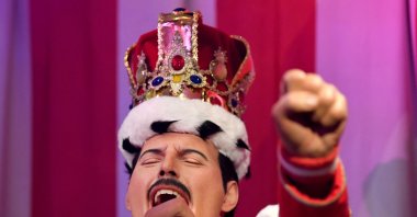 A wax work representation of Freddie Mercury is seen ahead of the opening of a newly redesigned Music Festival zone of contemporary and historically famous singers and musicians, Madame Tussauds, in London,U.K. March 31, 2022. (Reuters Photo)