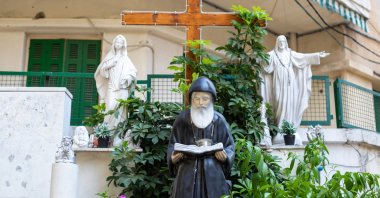 A religious shrine outside a residential building in Beirut, Lebanon. (Getty Images Photo) 