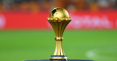 A photo of the 2019 African Cup of Nations trophy ahead of the final football match between Senegal and Algeria at the Cairo Stadium, Cairo, Egypt, July 19, 2019. (Getty Images Photo)