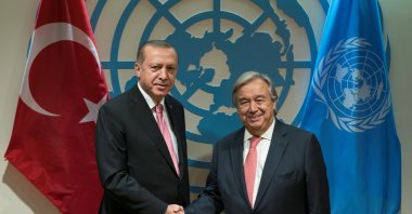 President Recep Tayyip Erdoğan meets with United Nations Secretary-General Antonio Guterres on the sidelines of the 72nd U.N. General Assembly at U.N. Headquarters in Manhattan, New York, U.S., Sept. 19, 2017. (Reuters File Photo)