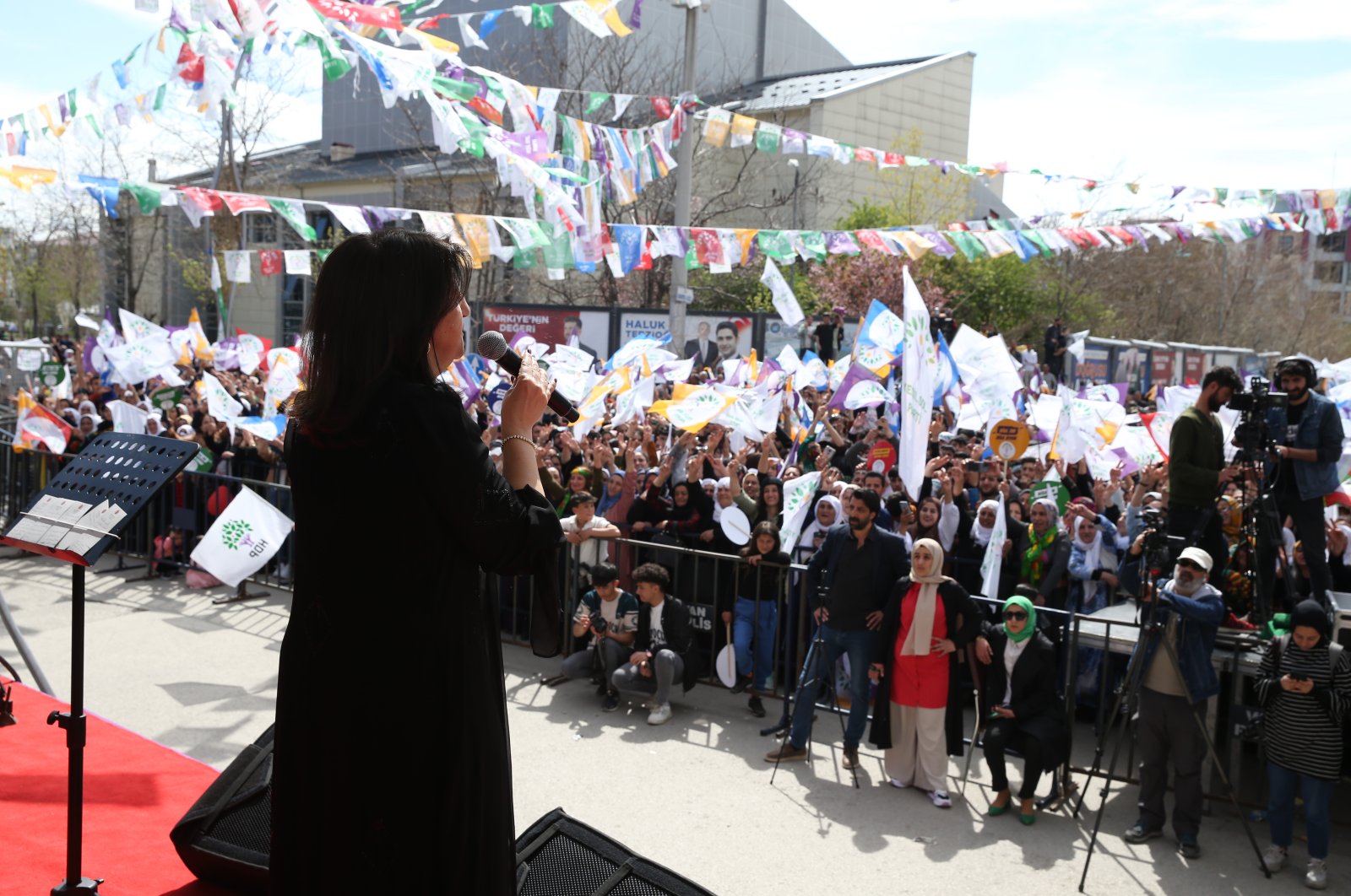 Peoples’ Democratic Party (HDP) co-Chair Pervin Buldan speaks at an election rally, in Van, eastern Türkiye, April 26, 2023. (AA Photo)