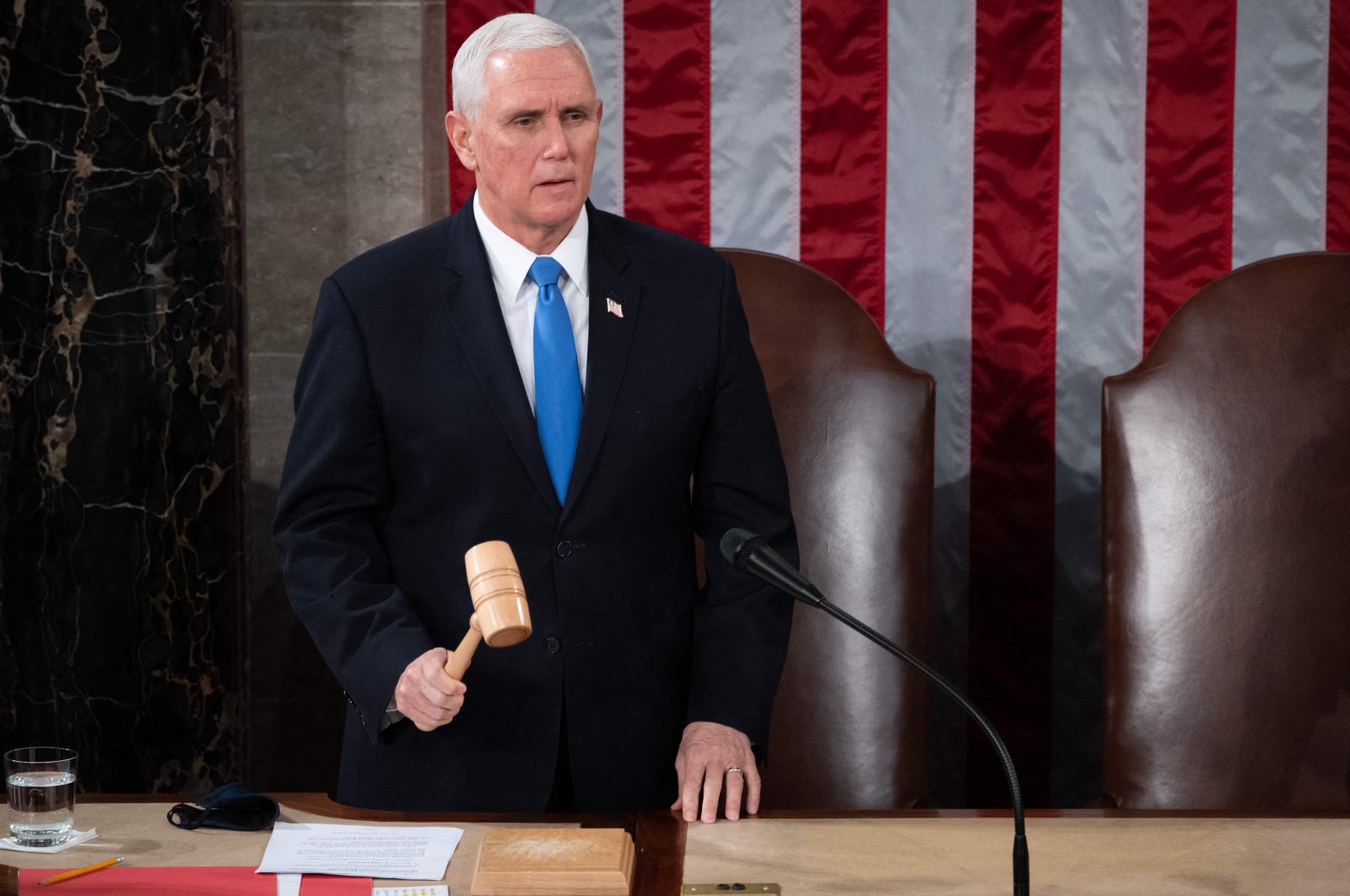 US Vice President Mike Pence presides over a joint session of Congress to certify the 2020 Electoral College results, Washington, US., Jan. 6, 2021. (AFP Photo)