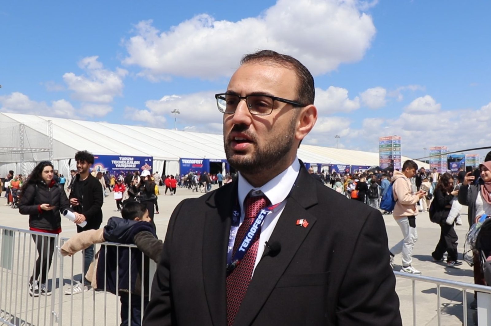 Malta&#039;s parliamentary secretary for youth, research, and innovation Keith Azzopardi Tanti speaks to Anadolu Agency at Teknofest in Istanbul, April 28, 2023. (AA Photo)