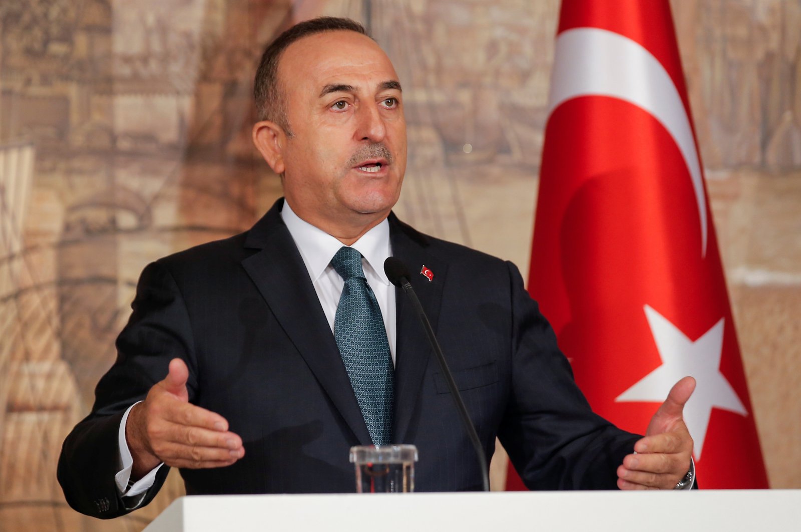 Foreign Minister Mevlüt Çavuşoğlu attends a news conference in Istanbul, Türkiye, Oct. 11, 2019. (Reuters File Photo)