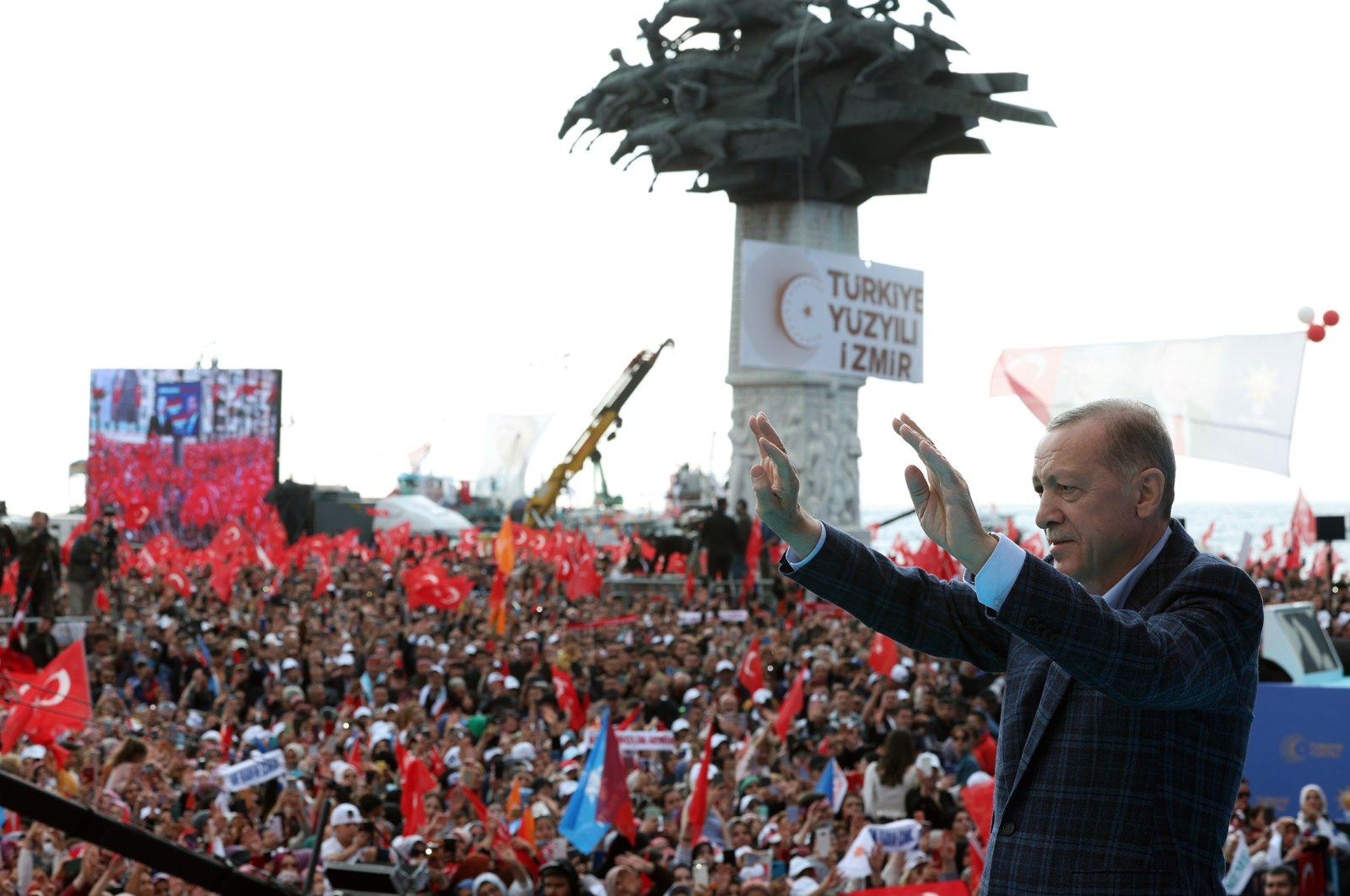 President Recep Tayyip Erdoğan attends a meeting, in Izmir, Türkiye, April 29, 2023. (AA Photo)
