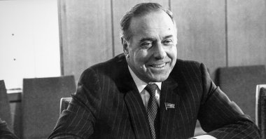 An undated file photo shows Heydar Aliyev, late president of the Republic of Azerbaijan and the father of the country&#039;s incumbent President Ilham Aliyev. (Getty Images Photo)