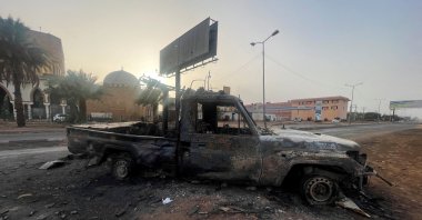 A burned vehicle is seen in Khartoum, Sudan, April 26, 2023. (Reuters Photo)