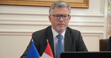 Ukraine&#039;s Deputy Foreign Minister Andriy Melnyk at a meeting in Kyiv, Ukraine, May 15, 2023. (Andrij Melnyk on Twitter)