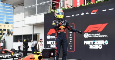 Red Bull Racing's Mexican driver Sergio Perez wins the Formula One Azerbaijan Grand Prix at the Baku City Circuit, Baku, Azerbaijan, April 30, 2023. (AFP Photo)