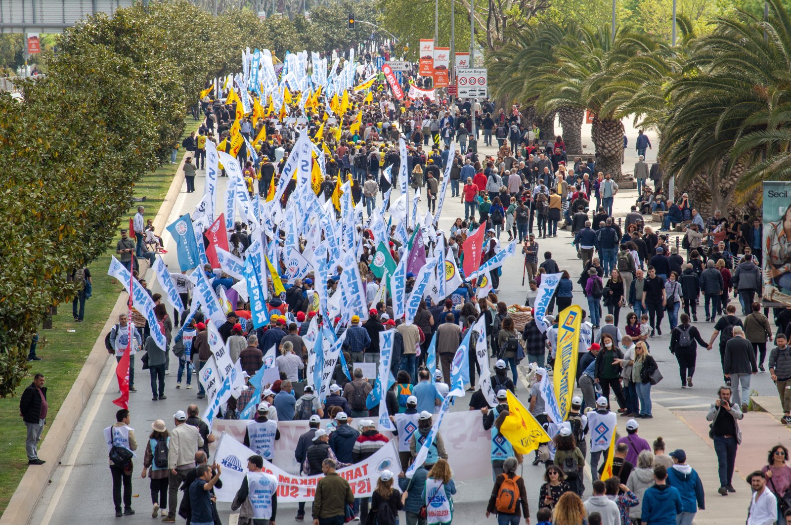 Workers, unions, labor organizations are seen celebrating May 1 in the rally in Maltepe, Istanbul, Türkiye, May 1, 2022. (Shutterstock Photo)