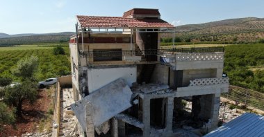 A view of the house where Daesh leader Abu Hussein al-Qurashi was hiding, after the operation by MIT, in Jandaris, Syria, May 1, 2023. (AA Photo)