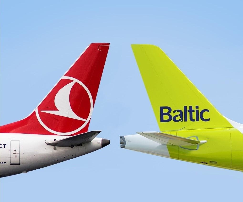 Turkish Airlines and airBaltic logos in an undated file photo. (AA File Photo)