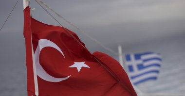 Turkish and Greek flags seen on a ferry from the Greek island of Kos to the Turkish coastal town of Bodrum, on Oct. 21, 2015. (Getty Images File Photo)