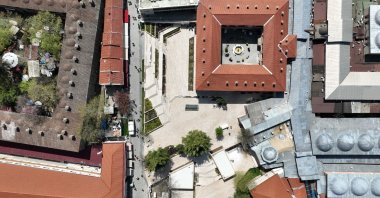 An aerial view of Ertuğrulbey Square, Bursa, Türkiye, May 2, 2023. (IHA Photo)