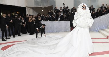 Rihanna attends The Metropolitan Museum of Art&#039;s Costume Institute benefit gala celebrating the opening of the "Karl Lagerfeld: A Line of Beauty" exhibition, in New York, U.S., May 1, 2023. (AP Photo)