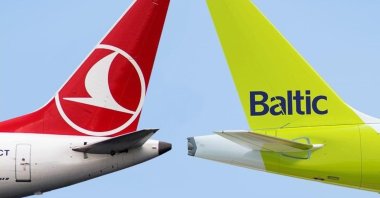 Turkish Airlines and airBaltic logos in an undated file photo. (AA File Photo)