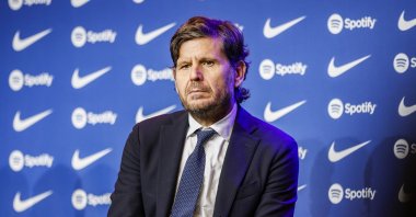 Mateu Alemany during Robert Lewandowski presentation ceremony at the Camp Nou Stadium, Barcelona, Spain, Aug. 5, 2022. (Getty Images Photo)