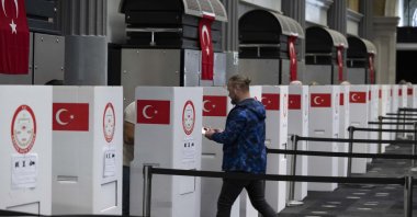 A man heads to ballot box at a polling station, in London, Britain, May 1, 2023. (AA Photo) 