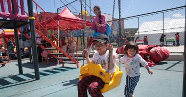 Children play on a new playground in Kahramanmaraş, southeastern Türkiye, March 29, 2023. (AA Photo)