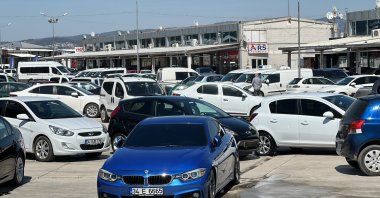 Cars are seen near dealerships in Düzce province, northern Türkiye, April 24, 2023. (IHA Photo)