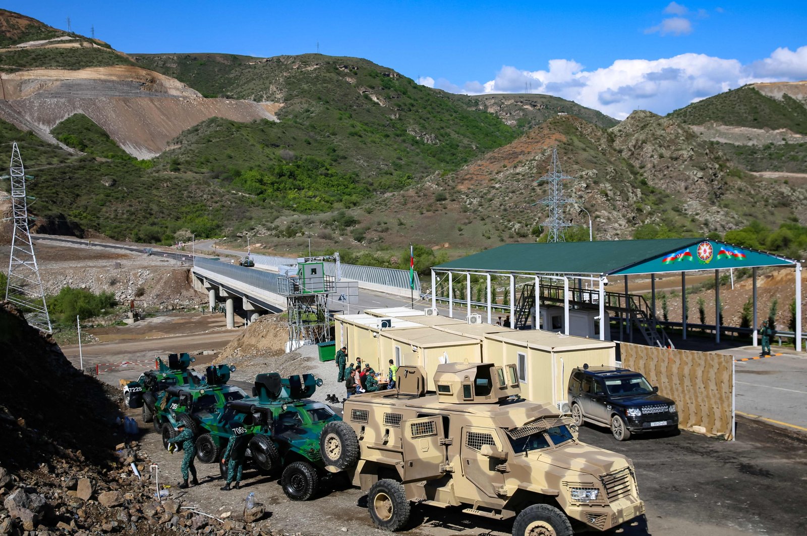 A view of an Azerbaijani checkpoint recently set up at the entry of the Lachin corridor in its Karabakh region, Azerbaijan, May 2, 2023. (AFP Photo)