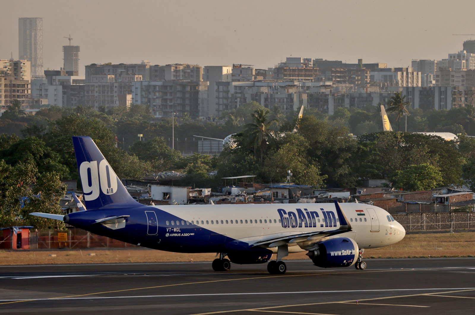 A Go First airline, formerly known as GoAir, Airbus A320-271N passenger aircraft prepares to take off from Chhatrapati Shivaji International Airport in Mumbai, India, May 2, 2023. (Reuters Photo)