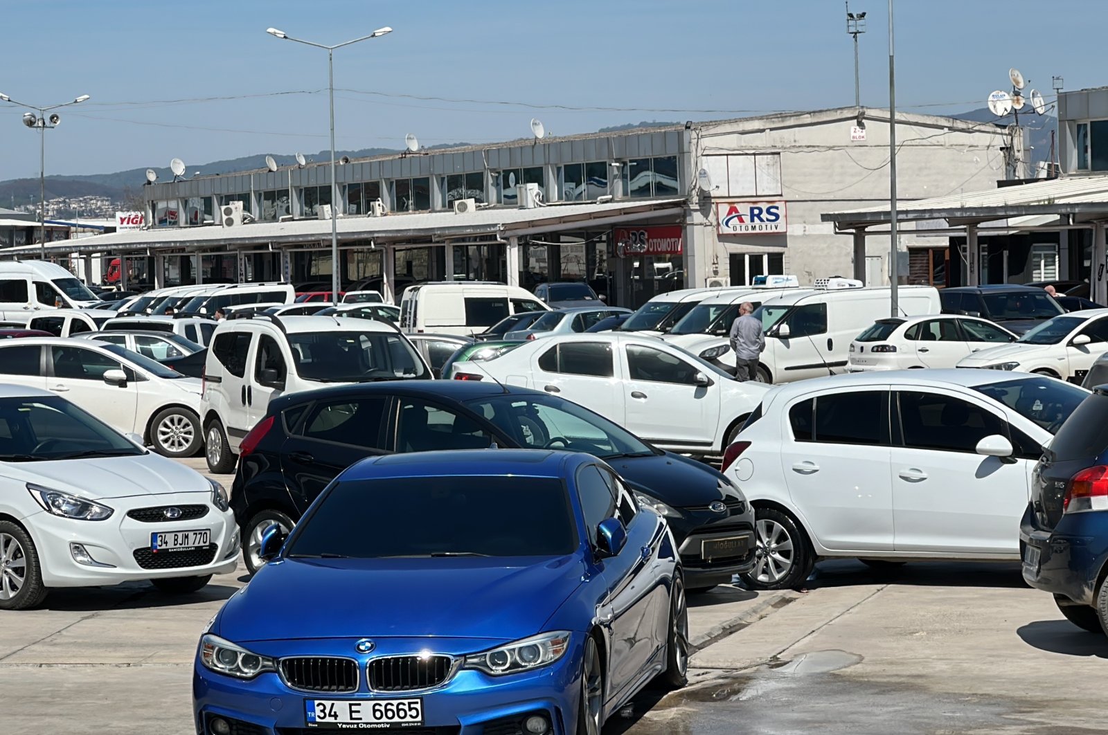 Cars are seen near dealerships in Düzce province, northern Türkiye, April 24, 2023. (IHA Photo)