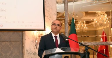 Bangladesh Consul General Mohammed Nore-Alam speaks during the event, Istanbul, Türkiye, April 28, 2023. (Photo by Mohammad Zakir Hossain)