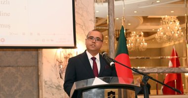 Bangladesh Consul General Mohammed Nore-Alam speaks during the event, Istanbul, Türkiye, April 28, 2023. (Photo by Mohammad Zakir Hossain)