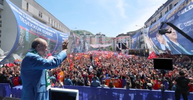 President Recep Tayyip Erdoğan addresses the crowd in Giresun, northern Türkiye, May 4, 2023. (İHA Photo)