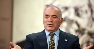 Former Russian chess grandmaster Garry Kasparov speaks after he was awarded the Media Freedom Prize at the Ludwig Ehrhard Summit, Gmund am Tegernsee, Germany, May 4, 2023, . (Getty Images Photo)