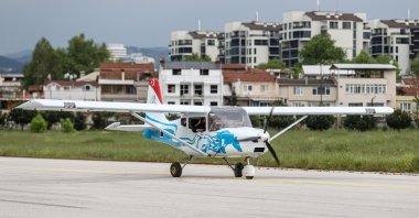 A Troy T200 is seen on the runway in Bursa, Türkiye, May 5, 2023. (AA Photo)