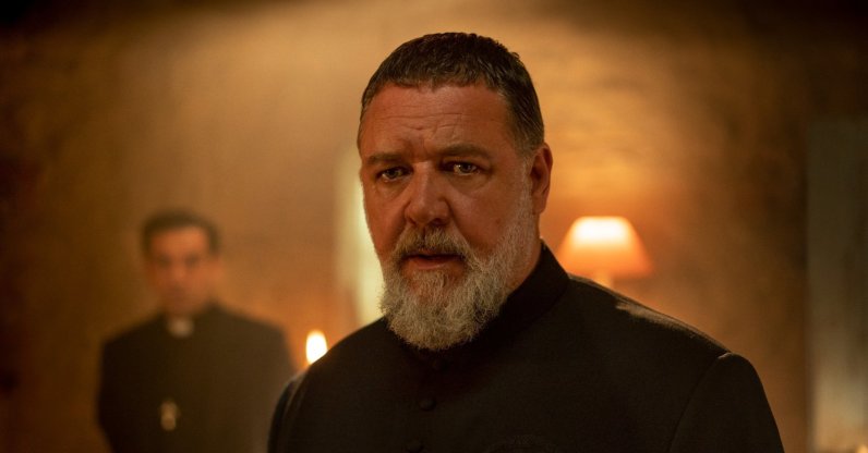 Father Gabriele Amorth (Russell Crowe) in Screen Gems' "The Pope's Exorcist." (Photo courtesy of Sony Pictures)