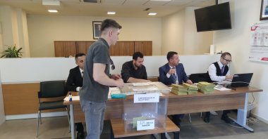 A Turkish voter casts his ballot in Pristina, Kosovo, Saturday, May 6, 2023. (IHA Photo)