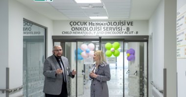 Ethnic City Hospital Pediatric Hematology and Oncology Clinic Assoc. Prof. Dr. Ali Fettah (L) in an interview with Anadolu Agency (AA) correspondent talks on the occasion of World Thalassemia Day, Ankara, Türkiye, May 7, 2023. (AA Photo)