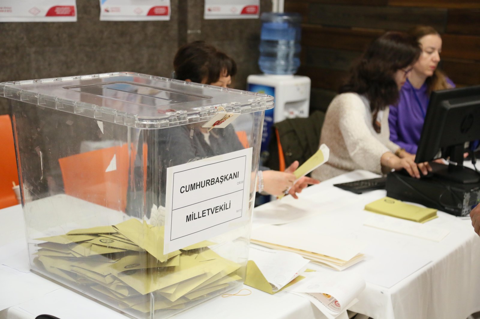 A ballot box is seen at the airport in southern Antalya province, Türkiye, April 27, 2023 (DHA Photo) 