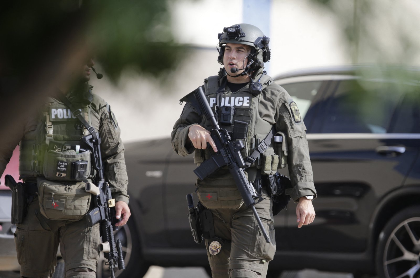 A member of the Allen SWAT team returns to the scene of a shooting in Allen, Texas, U.S., May 6, 2023. (AFP Photo)