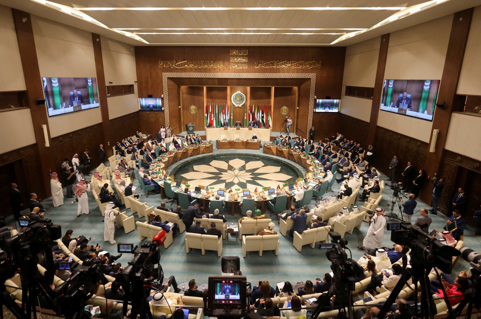 A general view shows the opening session of the meeting of Arab foreign ministers at the Arab League Headquarters, Cairo, Egypt, May 7, 2023. (Reuters Photo)
