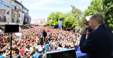 President Recep Tayyip Erdoğan addresses an election rally, in Kırklareli, northwestern Türkiye, May 8, 2023. (AA Photo)
