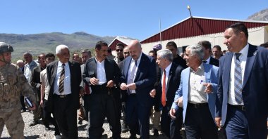 Deputy Commerce Minister Rıza Tuna Turagay (center) is seen at the site of the new border gate in Hakkari, May 8, 2023. (AA Photo)
