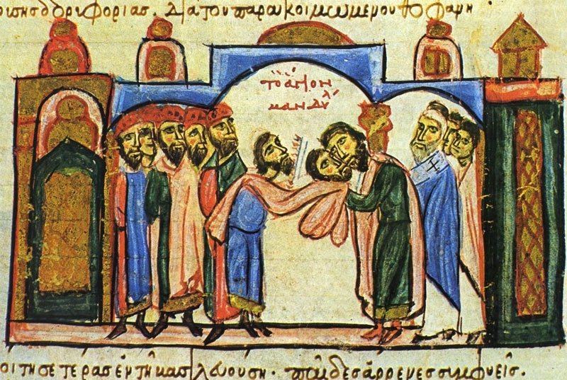 A depiction of the "Surrender of the Mandylion to the Byzantines." (Wikipedia Photo)