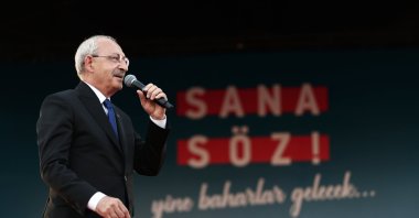 Republican People&#039;s Party (CHP) Chairperson and presidential candidate Kemal Kılıçdaroğlu is speaks in Adana province, Türkiye, May 8, 2023 (AA Photo)