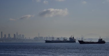 Cargo ships anchored in the Marmara Sea wait to cross the Bosporus Strait in Istanbul, Türkiye, Nov. 1, 2022. (AP Photo)