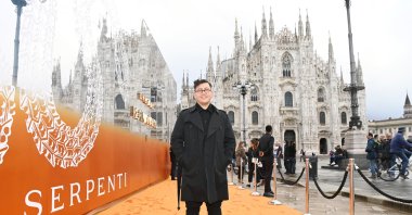 Refik Anadol is seen at the ribbon cutting and pop-up installation unveiling of Bulgari Serpenti &quot;Metamorphosis,&quot; Milan, Italy, Oct. 6, 2021. (Getty Images Photo)