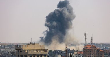 Smoke billows following Israeli military strikes on Islamic Jihad targets in Rafah, in the southern Gaza Strip, Palestine, May 10, 2023. (AFP Photo)