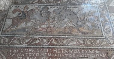 The archeologists discovered a mosaic depicting the Trojan hero Aeneas, Osmaniye, Türkiye, May 11, 2023. (IHA Photo)