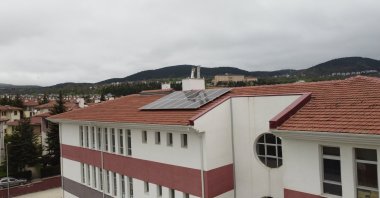 A solar panel is placed on the rooftop of one of the schools in Bolu, Türkiye, May 11, 2023. (AA Photo)